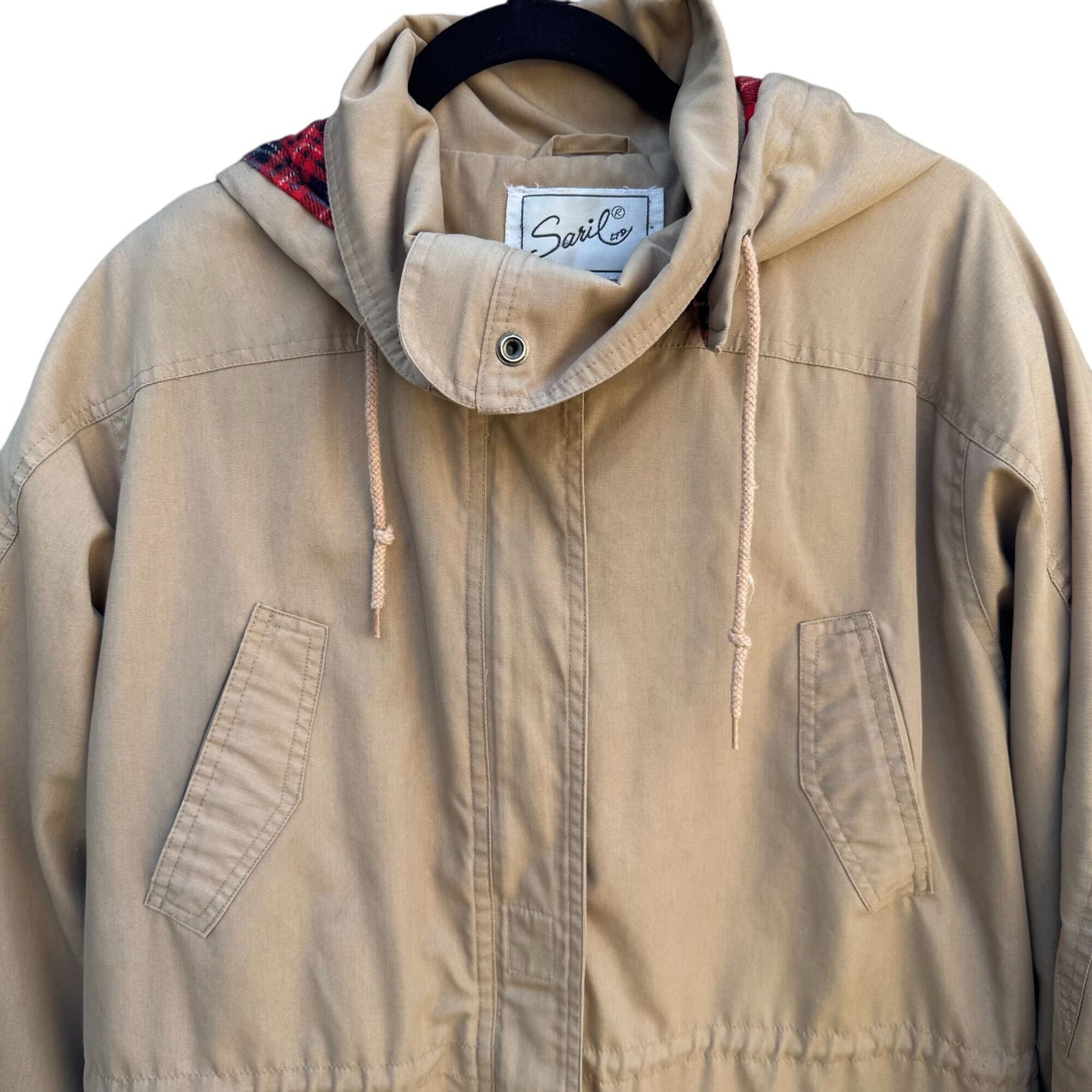 Saril Vintage Removable Hood Red Plaid Lining Thinsulate Insulation Jacket Coat