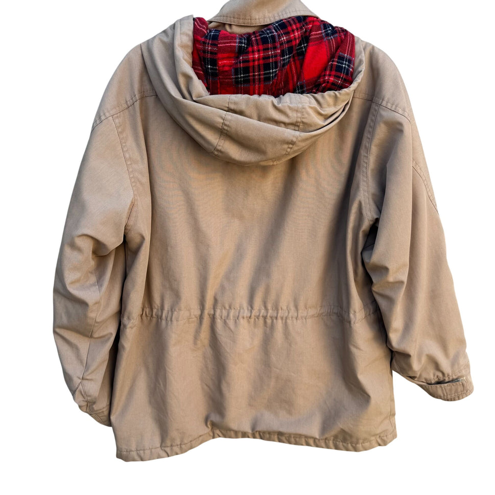 Saril Vintage Removable Hood Red Plaid Lining Thinsulate Insulation Jacket Coat
