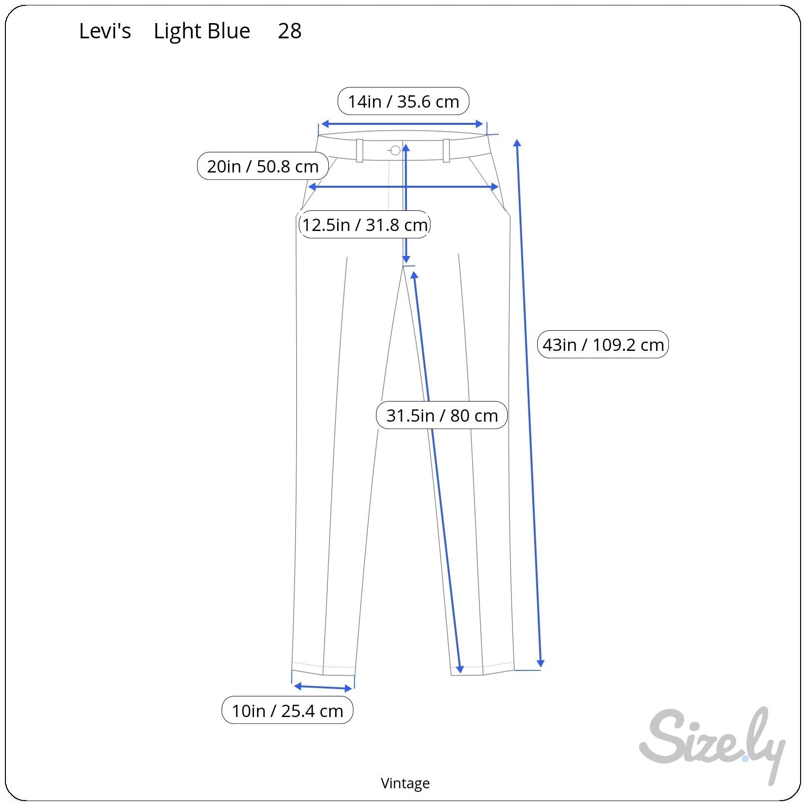 Levi Strauss Vintage 70s Womens Blue High Rise Straight Leg Pants Trousers 14