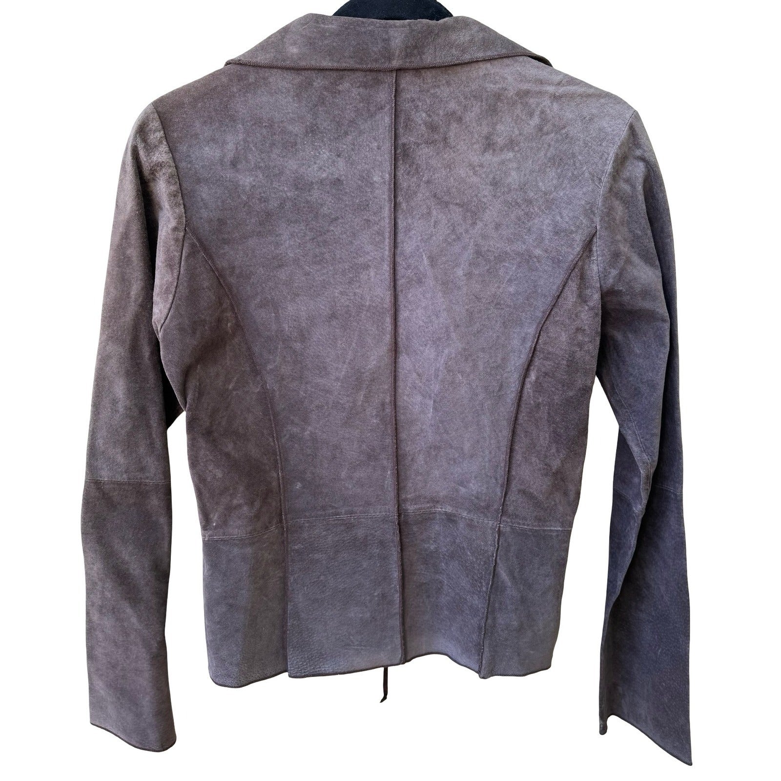 Jane Doe Y2K Leather Suede Boho Western Indie Sleaze Tie Front Jacket Mocha S