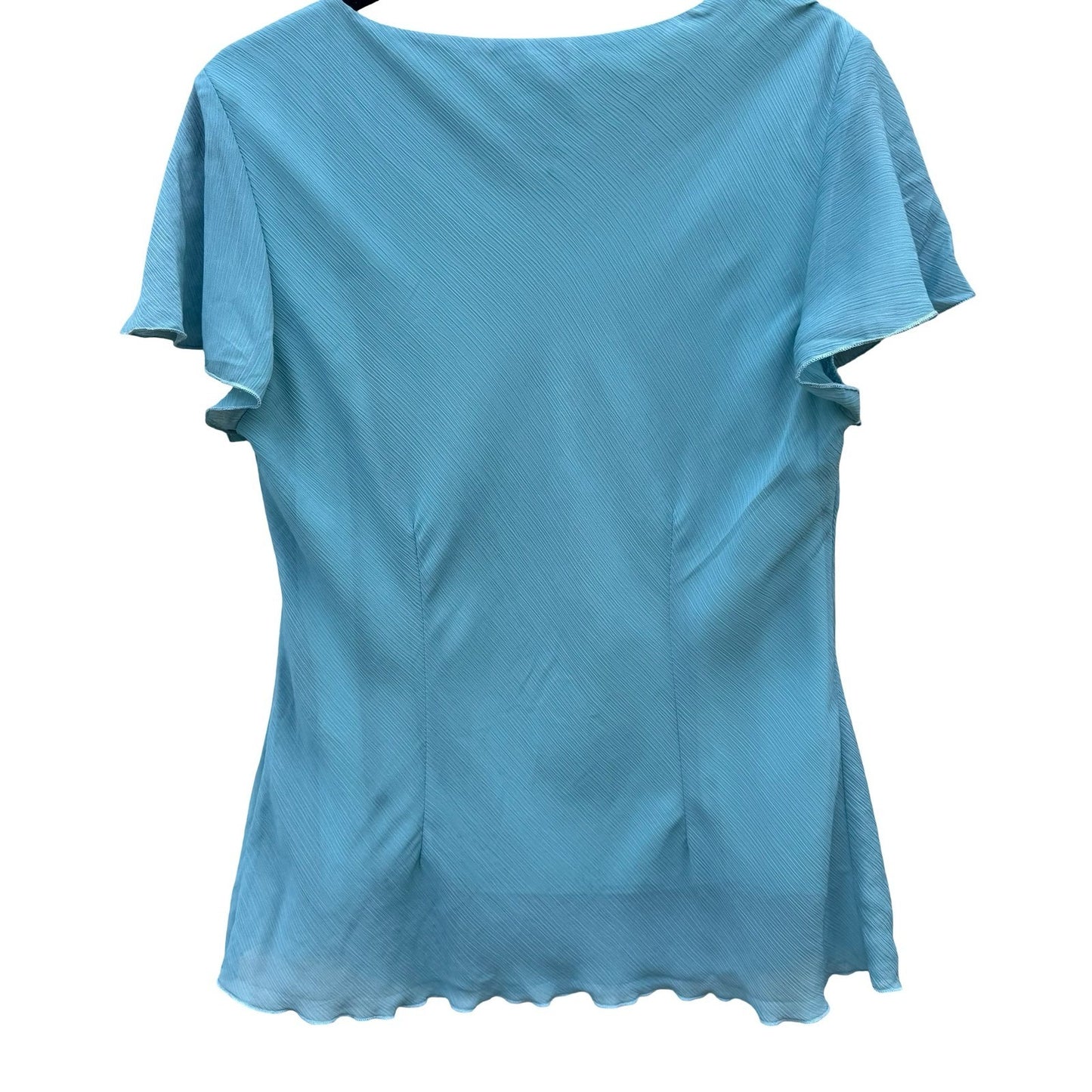 BIYAYCDA Y2K Fairy Ruffle Plissé Flutter Sleeve Blouse XL Romantic Whimsigoth