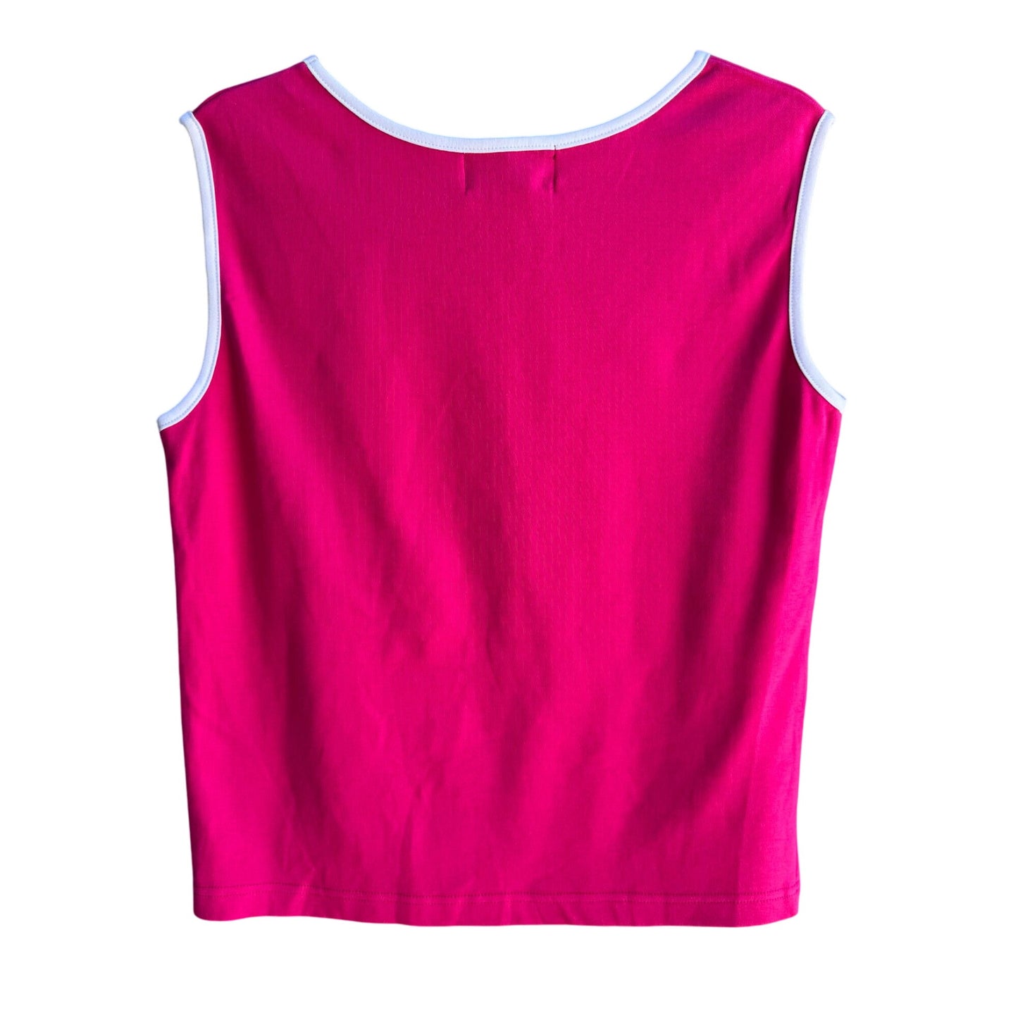 Bobbie C Womens Pink Sleeveless White Trim Flower Detail Top New With Tags M