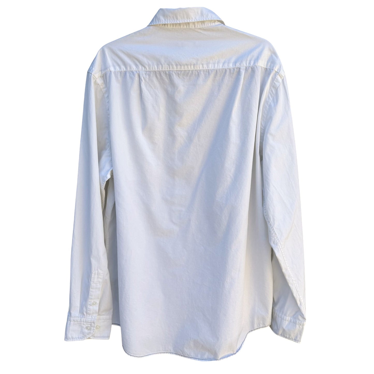 Carbon2Cobalt Mens White Long Sleeve Button-Up All Cotton Classic Dress Shirt L