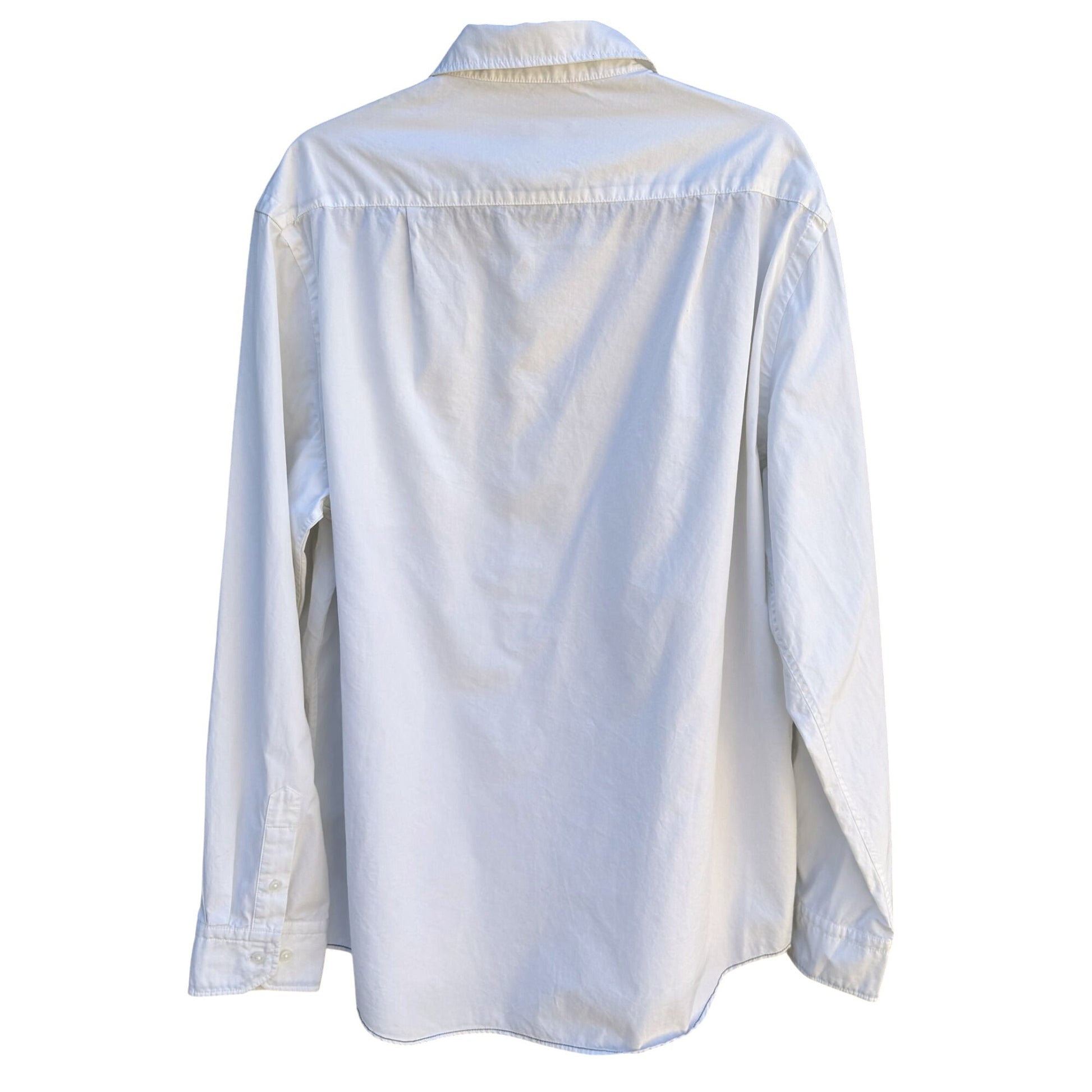 Carbon2Cobalt Mens White Long Sleeve Button-Up All Cotton Classic Dress Shirt L