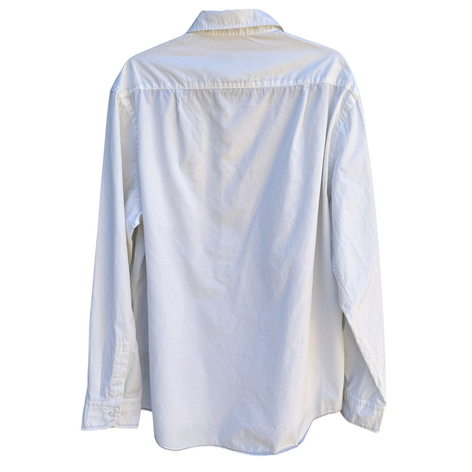 Carbon2Cobalt Mens White Long Sleeve Button-Up All Cotton Classic Dress Shirt L