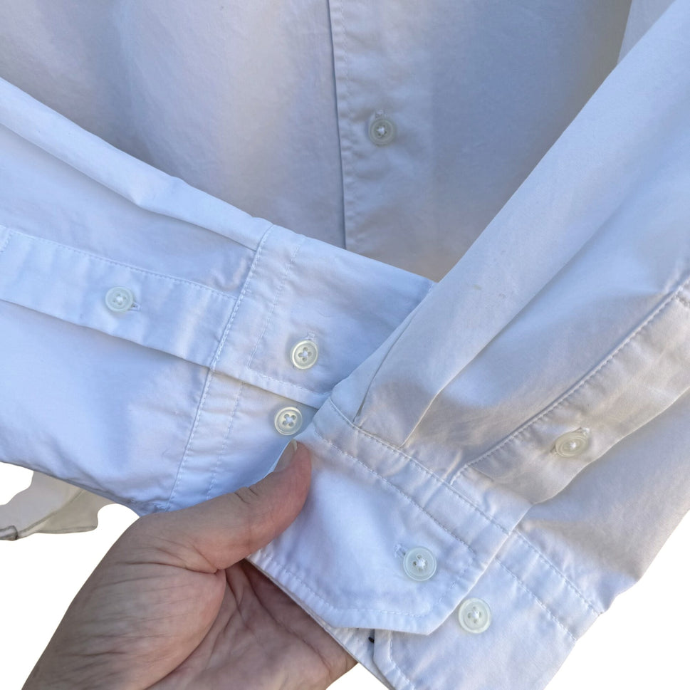 Carbon2Cobalt Mens White Long Sleeve Button-Up All Cotton Classic Dress Shirt L