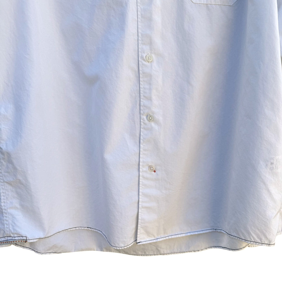 Carbon2Cobalt Mens White Long Sleeve Button-Up All Cotton Classic Dress Shirt L