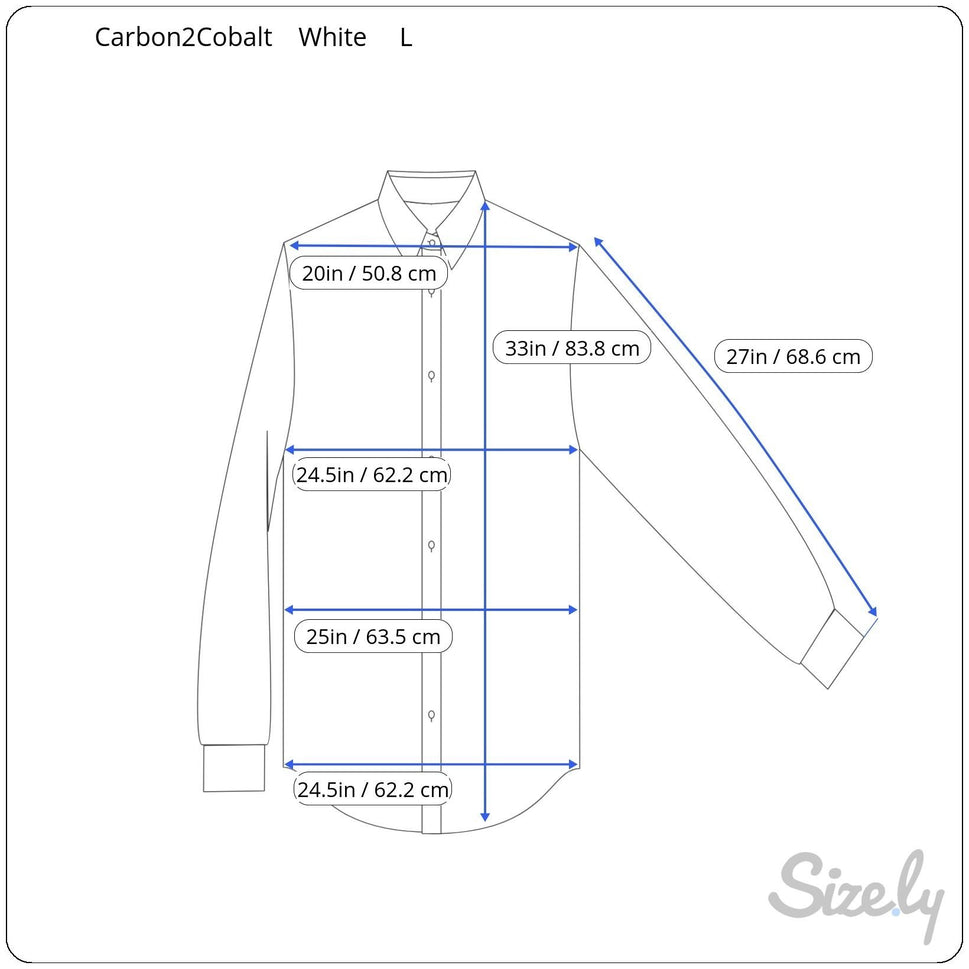 Carbon2Cobalt Mens White Long Sleeve Button-Up All Cotton Classic Dress Shirt L