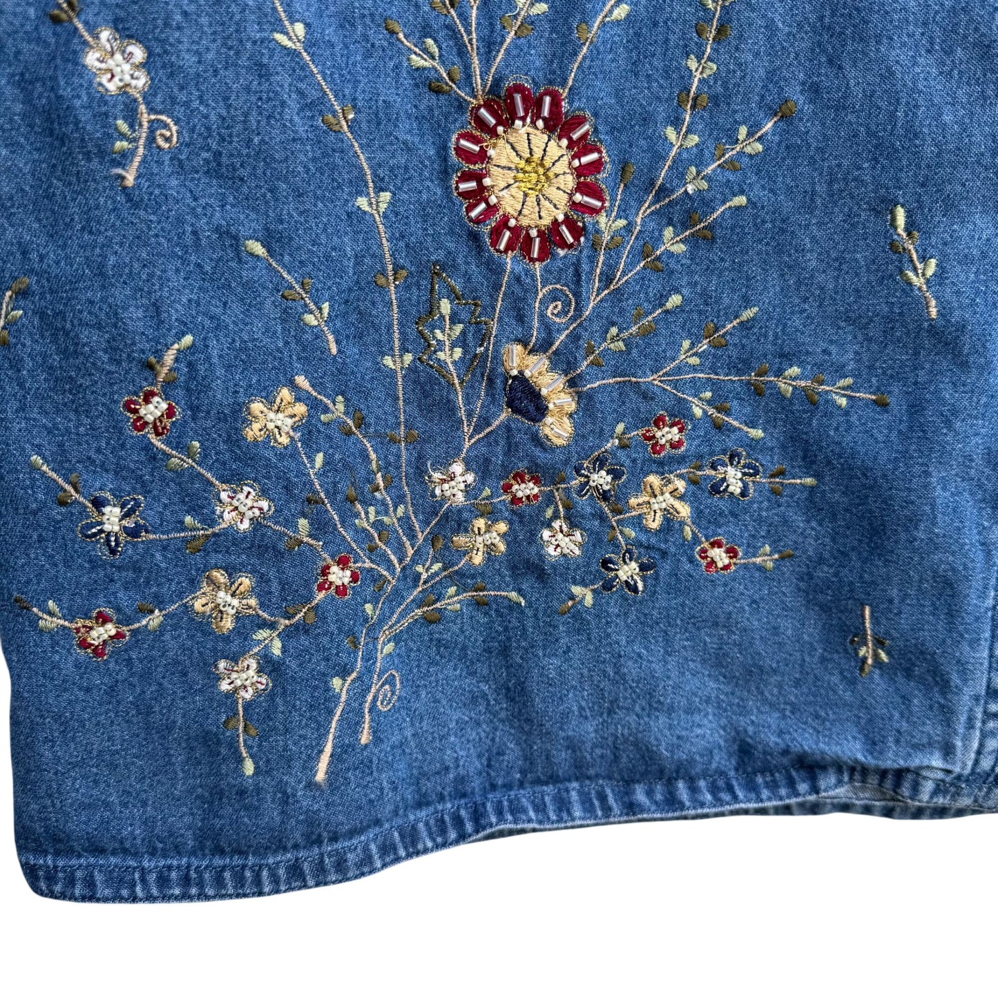 Tantrums Vintage 80s Womens Floral Embroidery Beadwork Zip Sleeveless Vest 2X