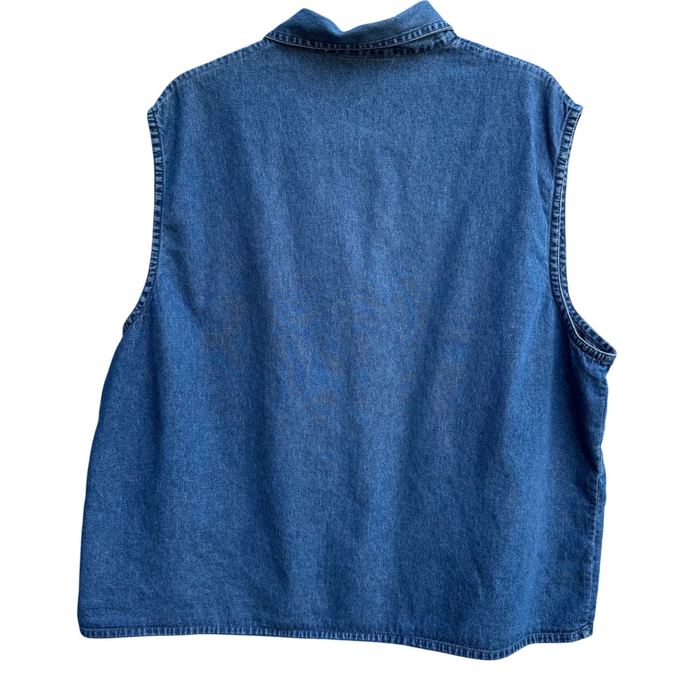 Tantrums Vintage 80s Womens Floral Embroidery Beadwork Zip Sleeveless Vest 2X