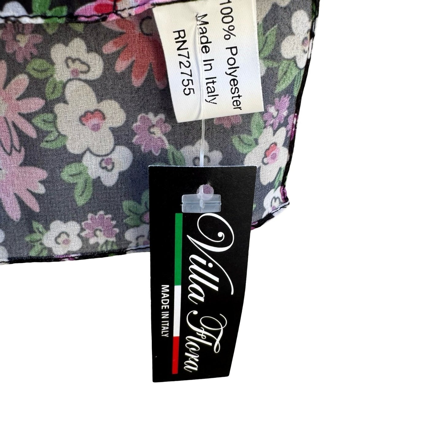 Villa Flora Italy Ditsy Floral Cottagecore Scarf Sheer Chiffon Rectangular NWT
