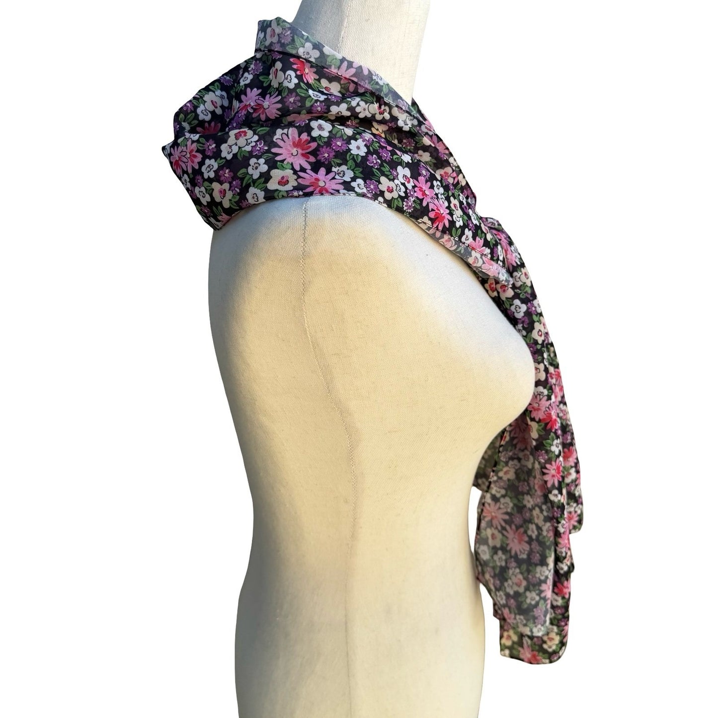 Villa Flora Italy Ditsy Floral Cottagecore Scarf Sheer Chiffon Rectangular NWT