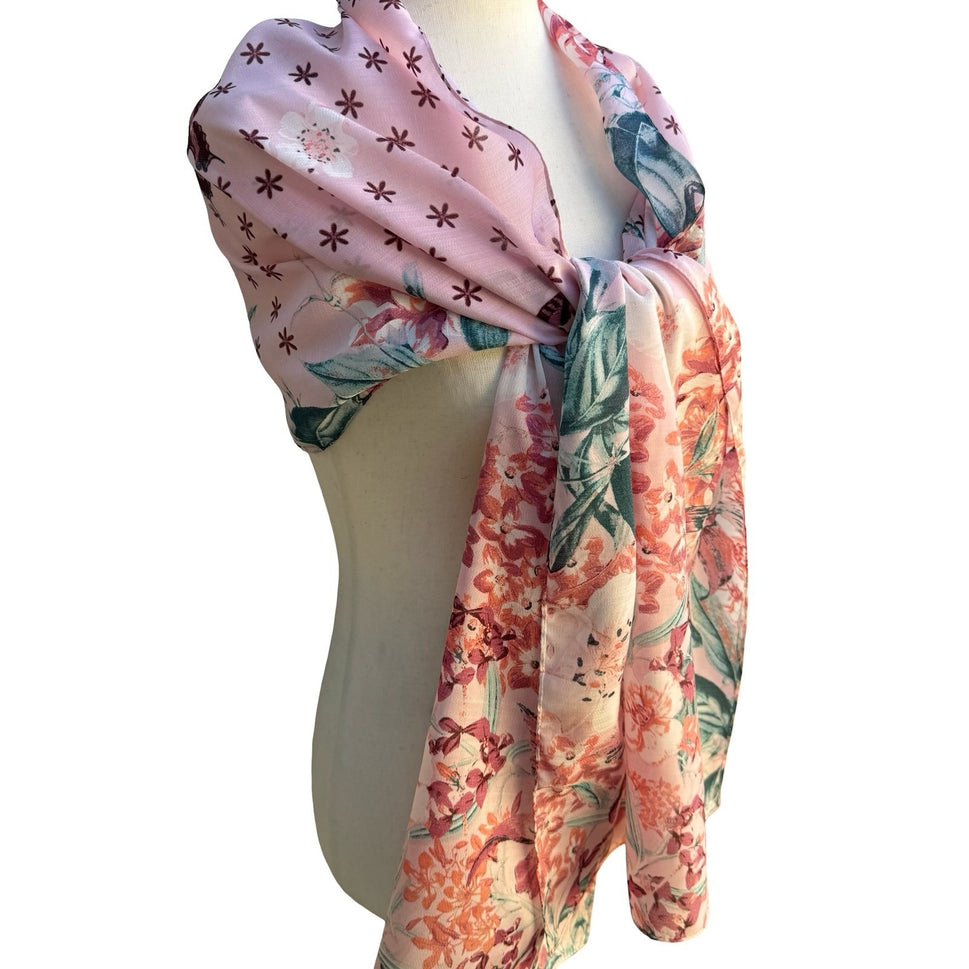 Vince Camuto Cottagecore Soft Girl Romantic Garden Floral Wrap Scarf Shawl NWT