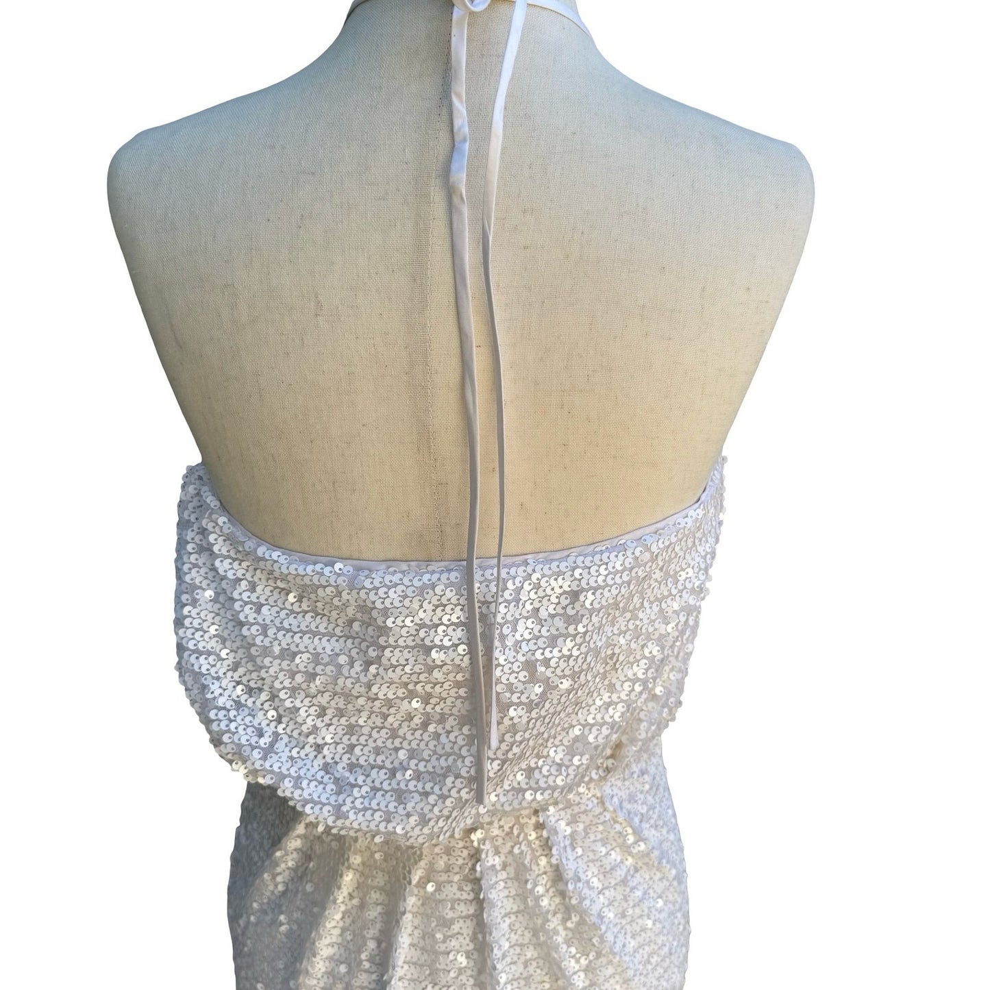 Trina Turk Glam Sequin Halter Bridal Wedding Formal Gala Maxi Dress Gown Party S
