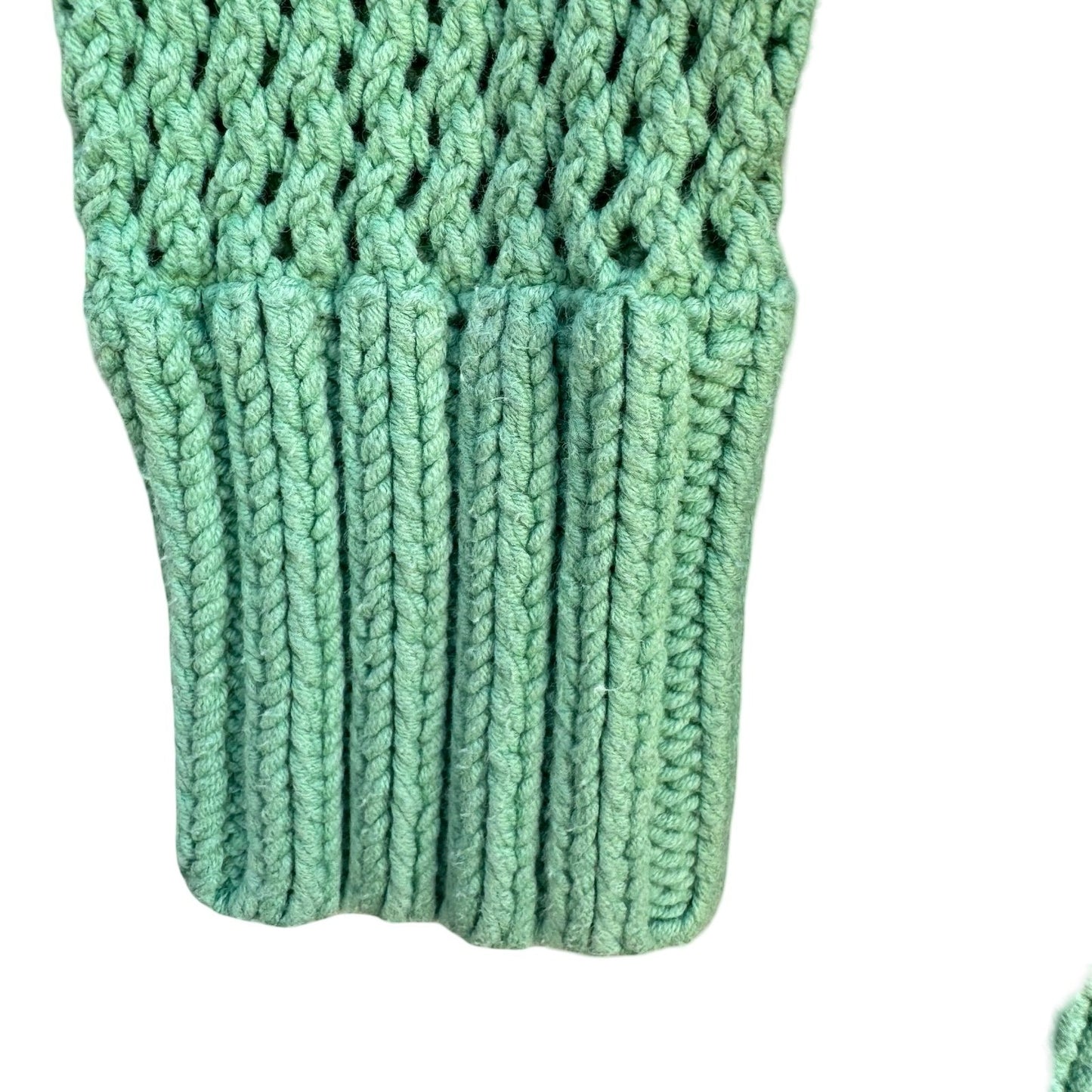 Free People Seafoam Green Open Knit Crochet Cardigan Button Front Sweater Large