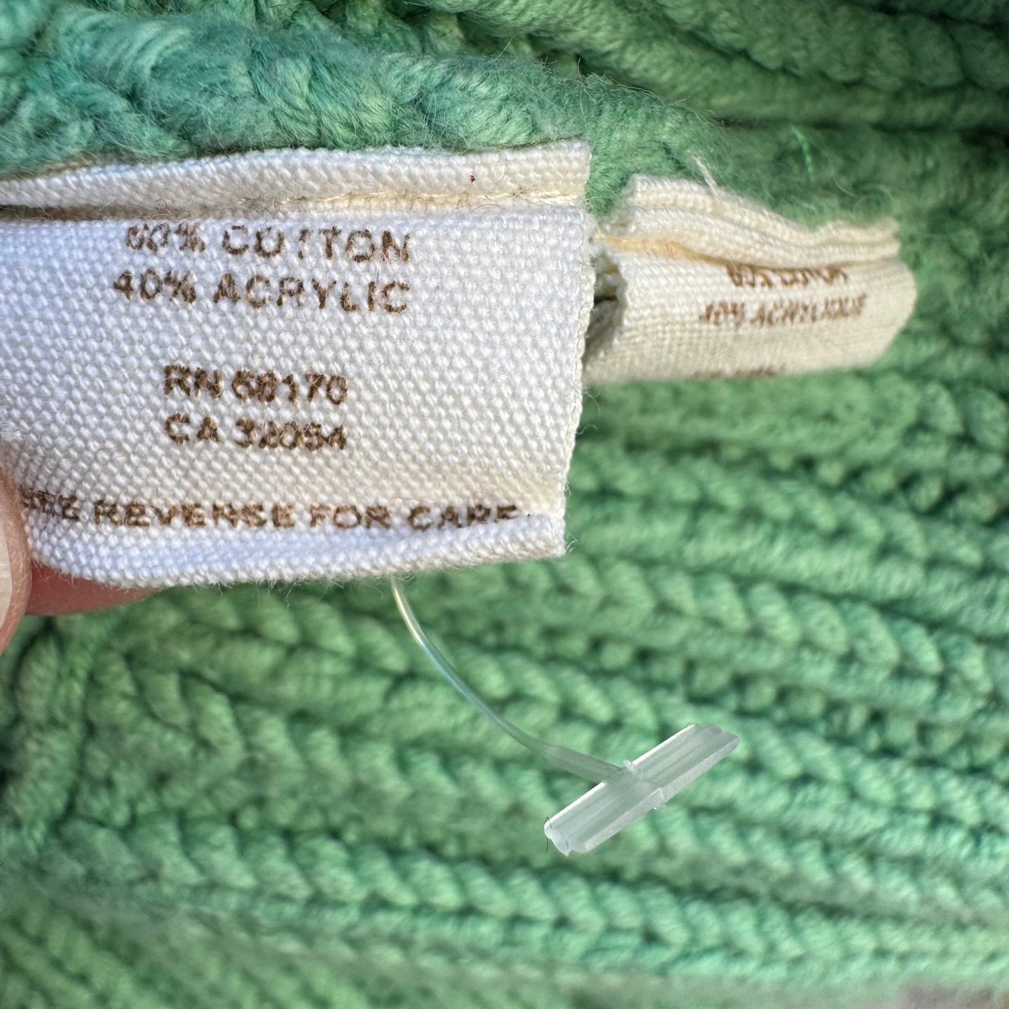 Free People Seafoam Green Open Knit Crochet Cardigan Button Front Sweater Large
