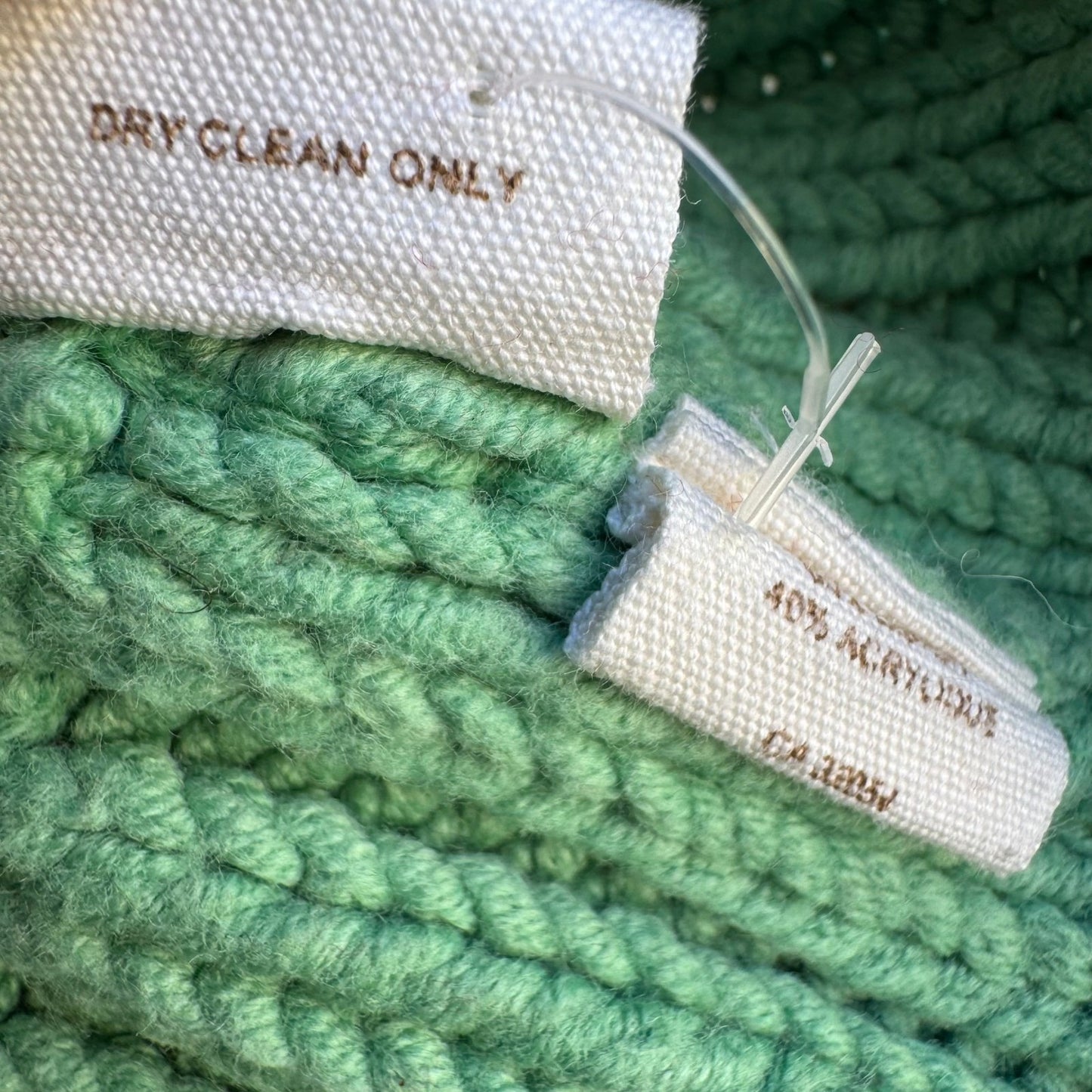 Free People Seafoam Green Open Knit Crochet Cardigan Button Front Sweater Large