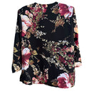 Switch Maggie Sweet Vintage Womens Floral Black Pink Button-Up Long Sleeve Blouse PS 2 image