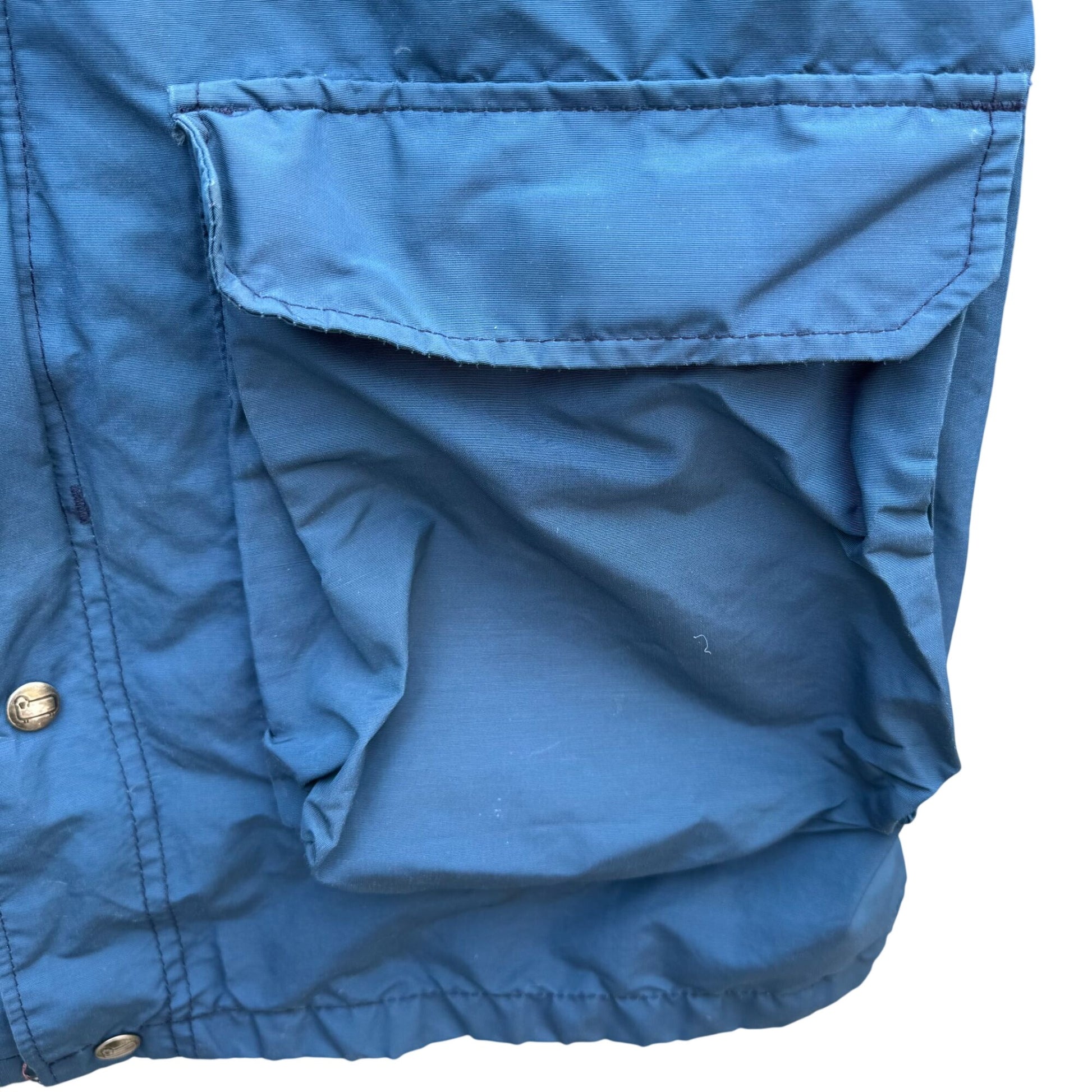 Teton Woolrich Blue Vintage Wool Blend Hooded Parka Jacket Plaid Lining Mens L