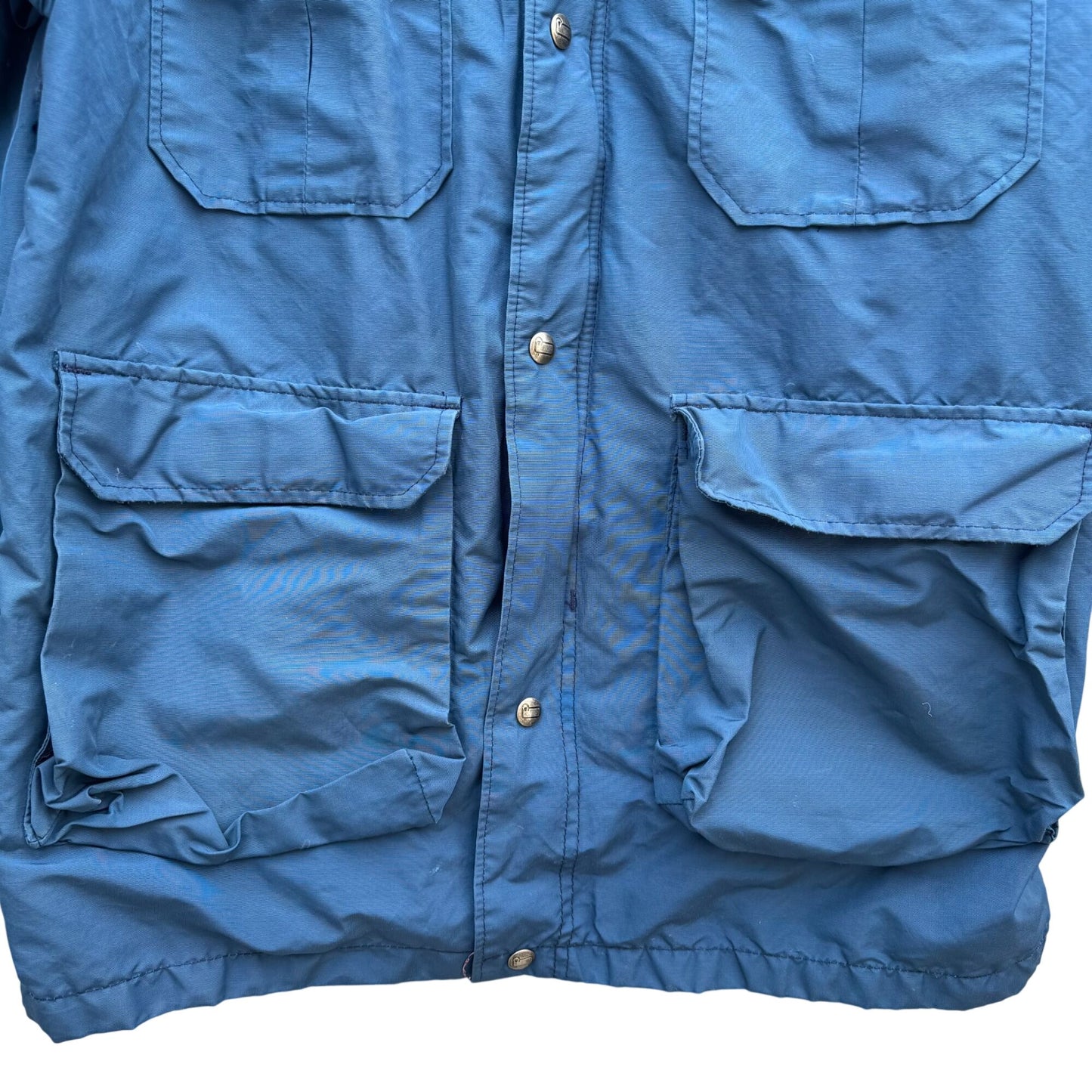 Teton Woolrich Blue Vintage Wool Blend Hooded Parka Jacket Plaid Lining Mens L
