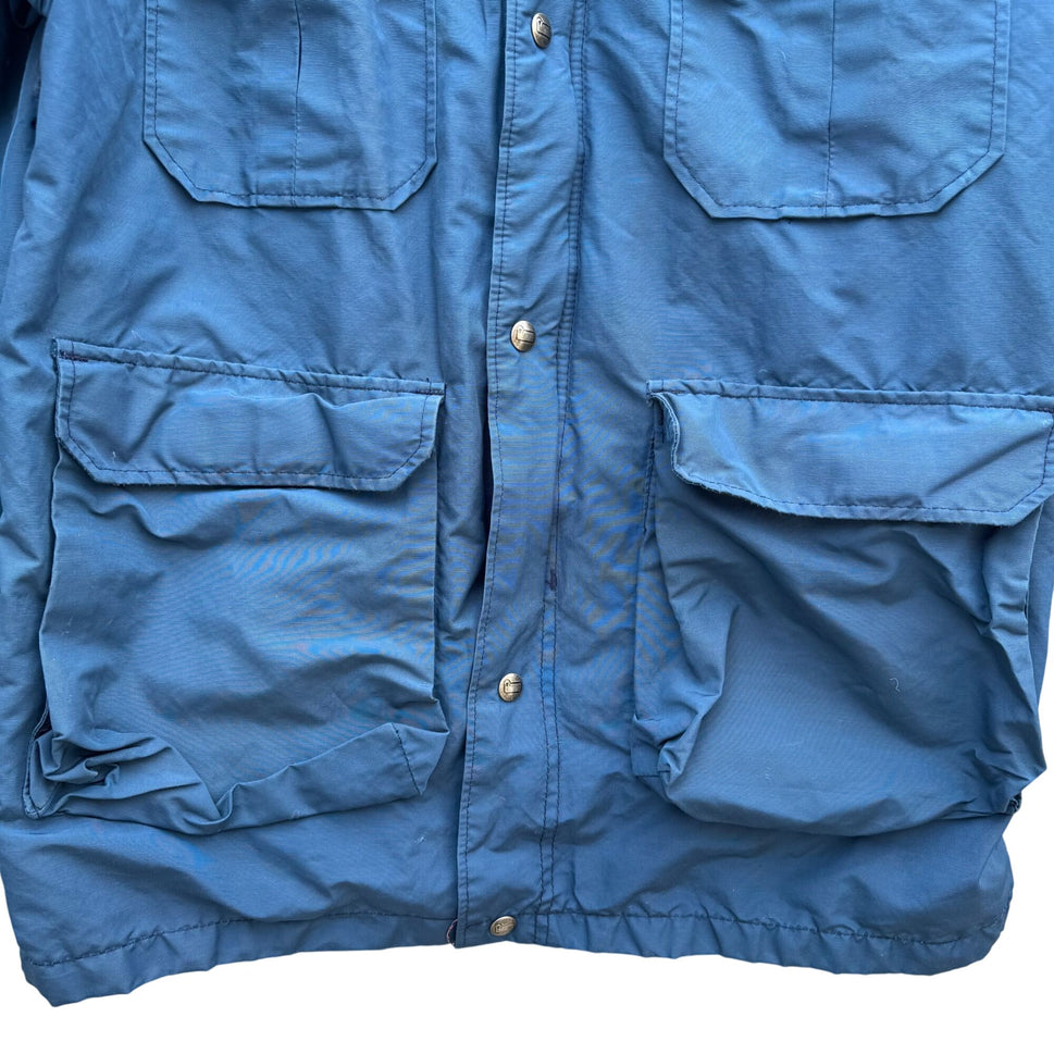 Teton Woolrich Blue Vintage Wool Blend Hooded Parka Jacket Plaid Lining Mens L