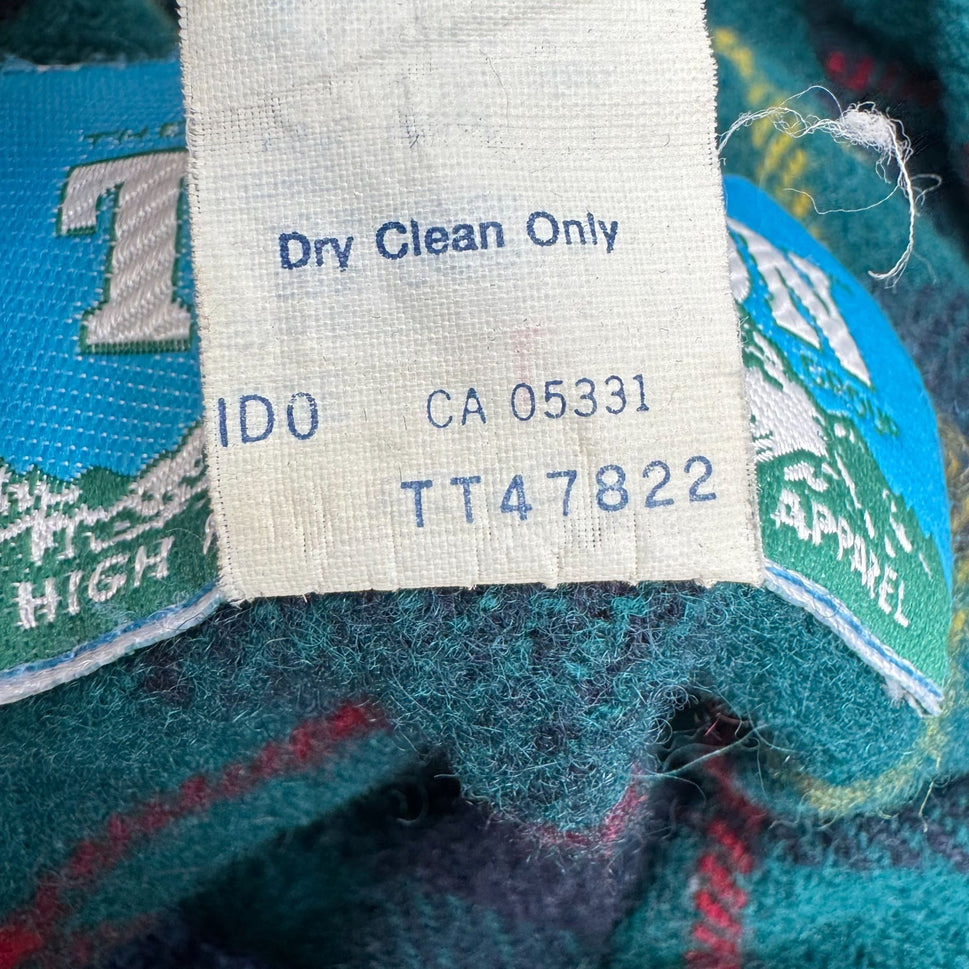 Teton Woolrich Blue Vintage Wool Blend Hooded Parka Jacket Plaid Lining Mens L