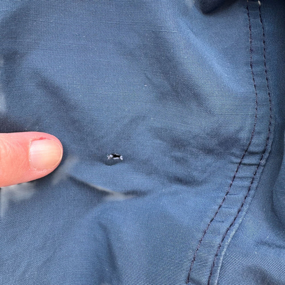 Teton Woolrich Blue Vintage Wool Blend Hooded Parka Jacket Plaid Lining Mens L
