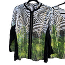 Switch Berek Vintage Womens Zebra Palm Print Sequin Twinset Zip Jacket Tank Blouse Top L 2 image