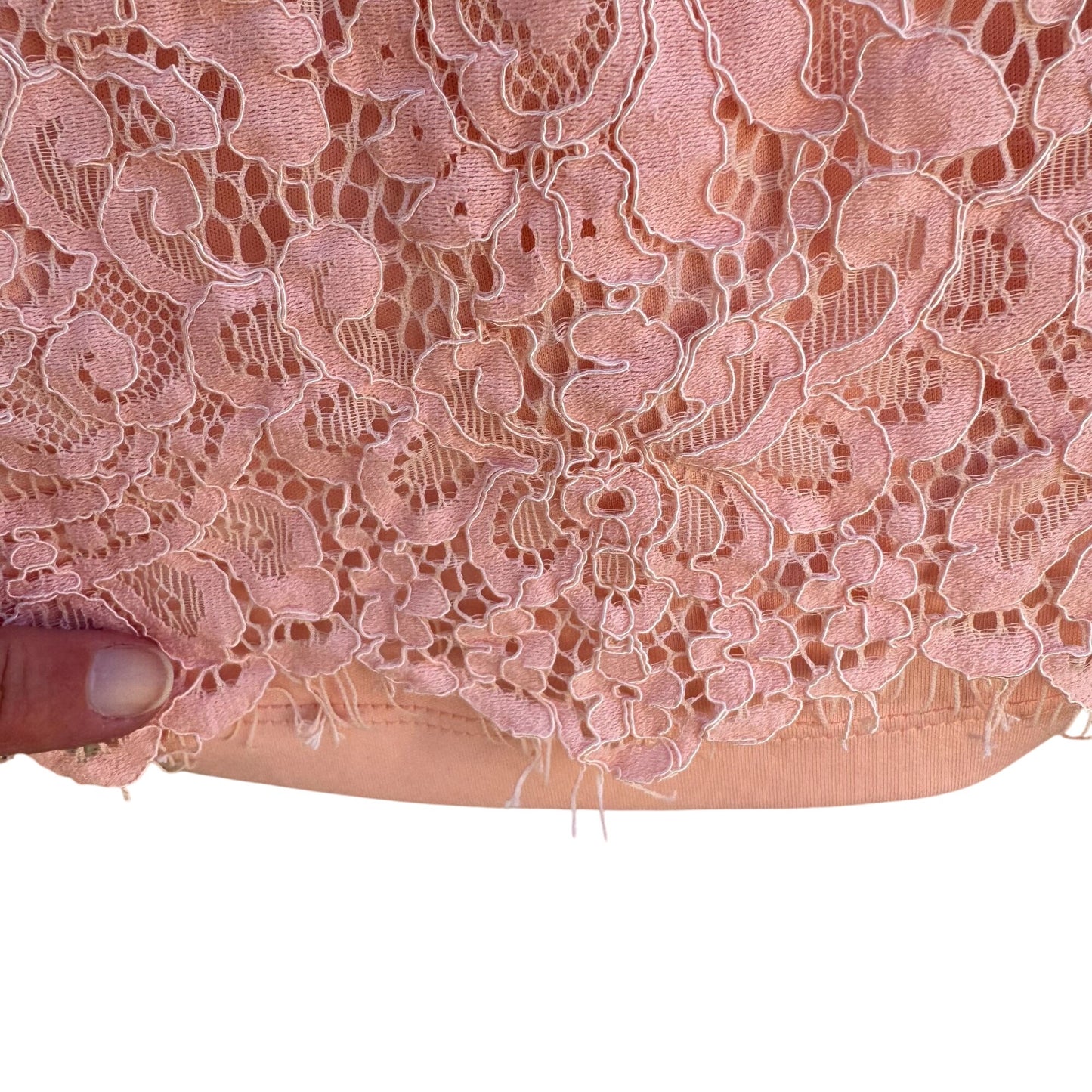 Isaac Mizrahi Live Womens Pink Lace Overlay Elastic Waist Lined Wide Leg Pants M