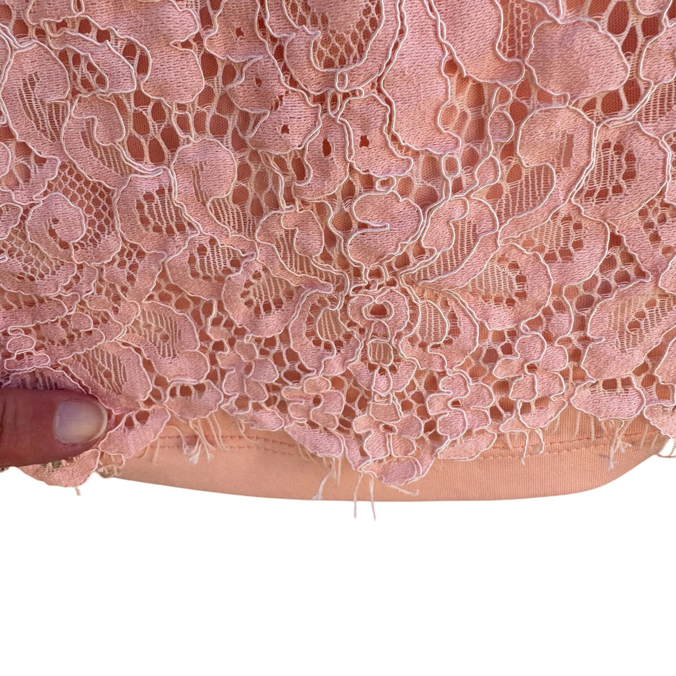 Isaac Mizrahi Live Womens Pink Lace Overlay Elastic Waist Lined Wide Leg Pants M