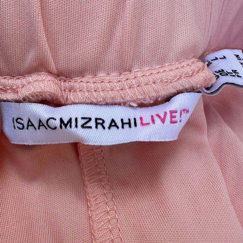 Isaac Mizrahi Live Womens Pink Lace Overlay Elastic Waist Lined Wide Leg Pants M