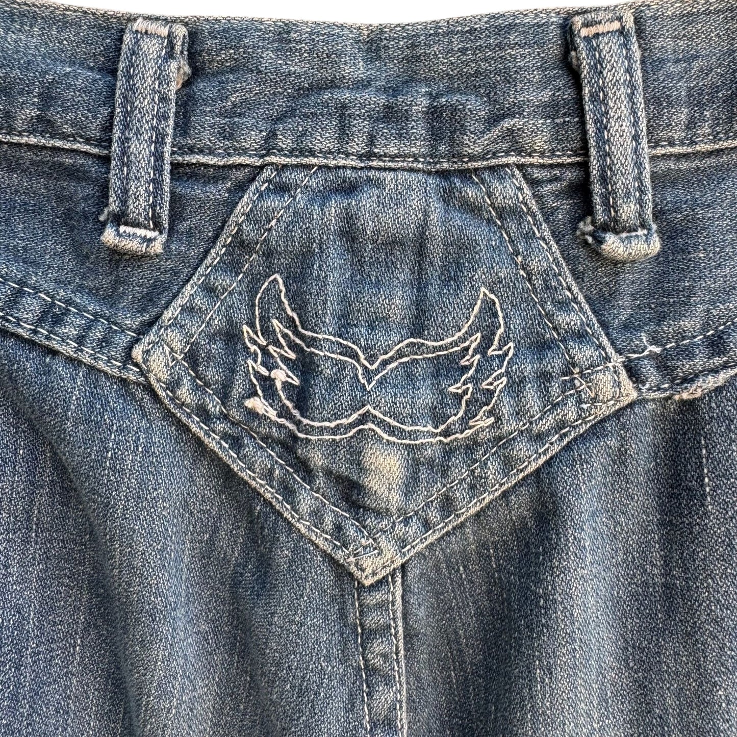 Rustler Vintage 70s Western Ligh Blue Faded Distressed Straight Leg Denim Jeans