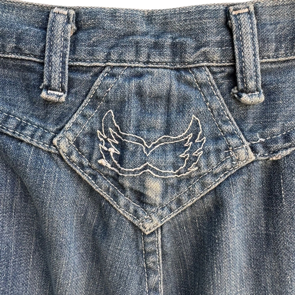 Rustler Vintage 70s Western Ligh Blue Faded Distressed Straight Leg Denim Jeans