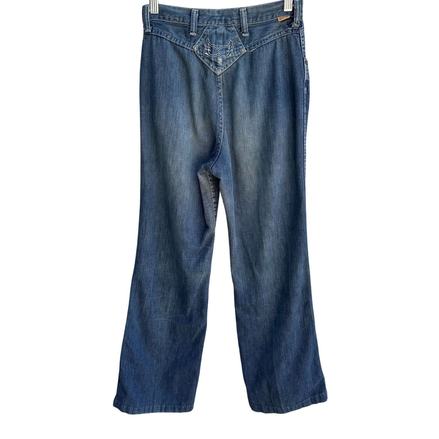 Rustler Vintage 70s Western Ligh Blue Faded Distressed Straight Leg Denim Jeans