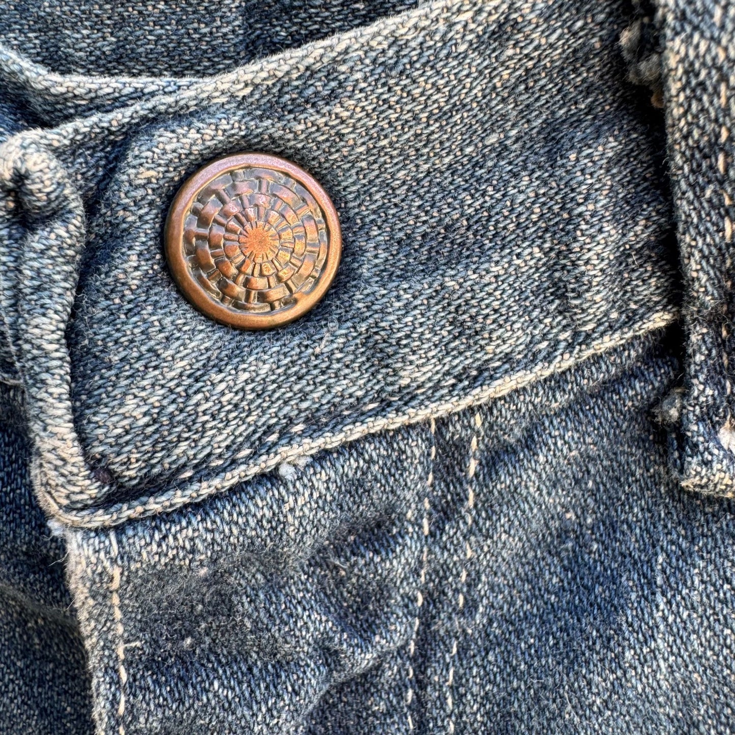 Rustler Vintage 70s Western Ligh Blue Faded Distressed Straight Leg Denim Jeans