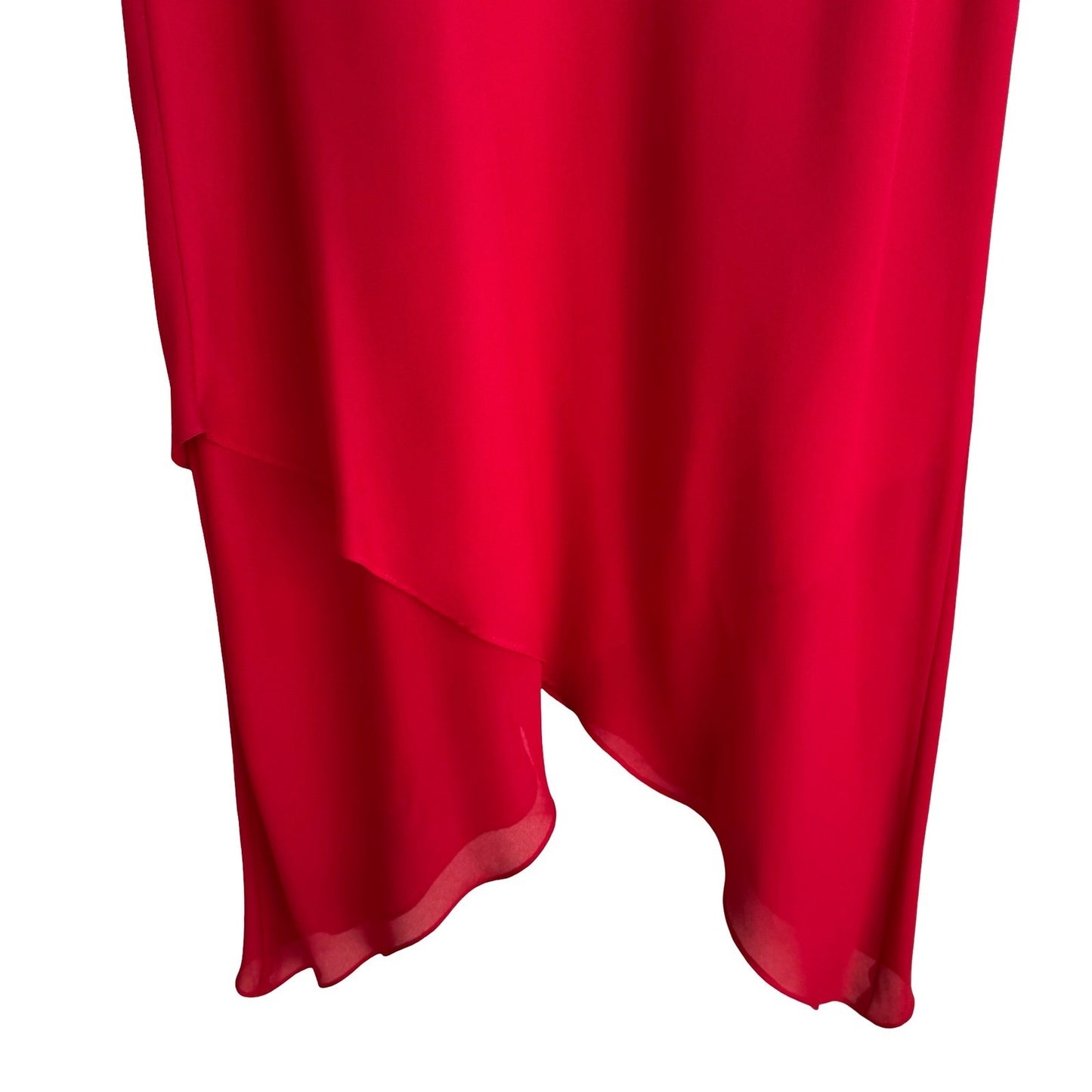 Jessica Howard Flowy Handkerchief Hem Layered Midi Cocktail Skirt Red Womens 12