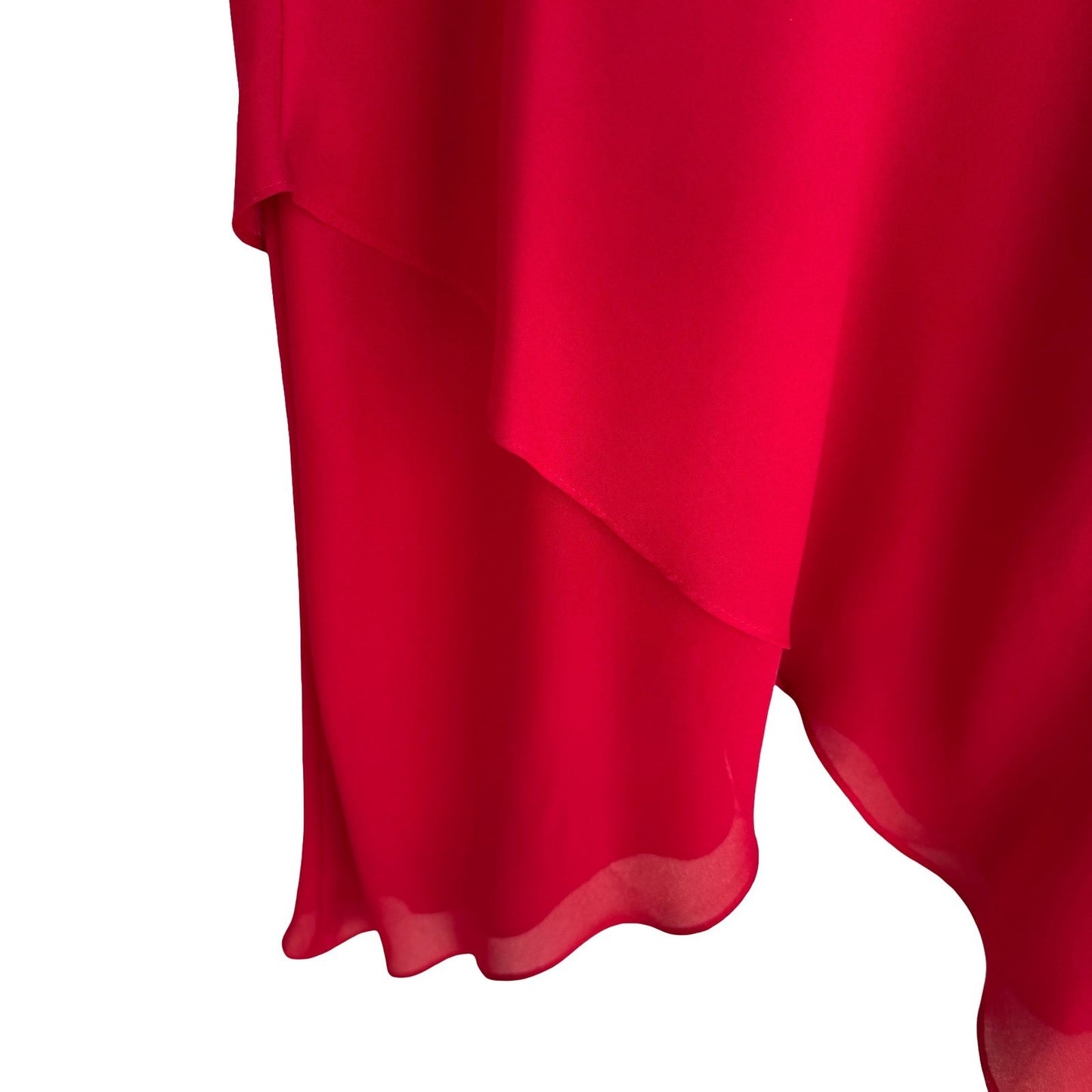 Jessica Howard Flowy Handkerchief Hem Layered Midi Cocktail Skirt Red Womens 12