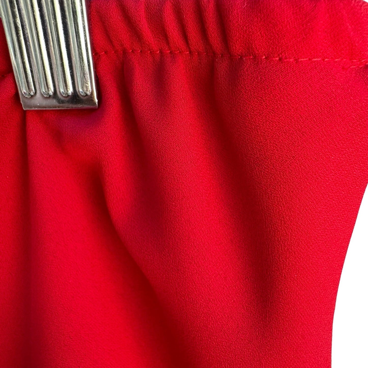 Jessica Howard Flowy Handkerchief Hem Layered Midi Cocktail Skirt Red Womens 12