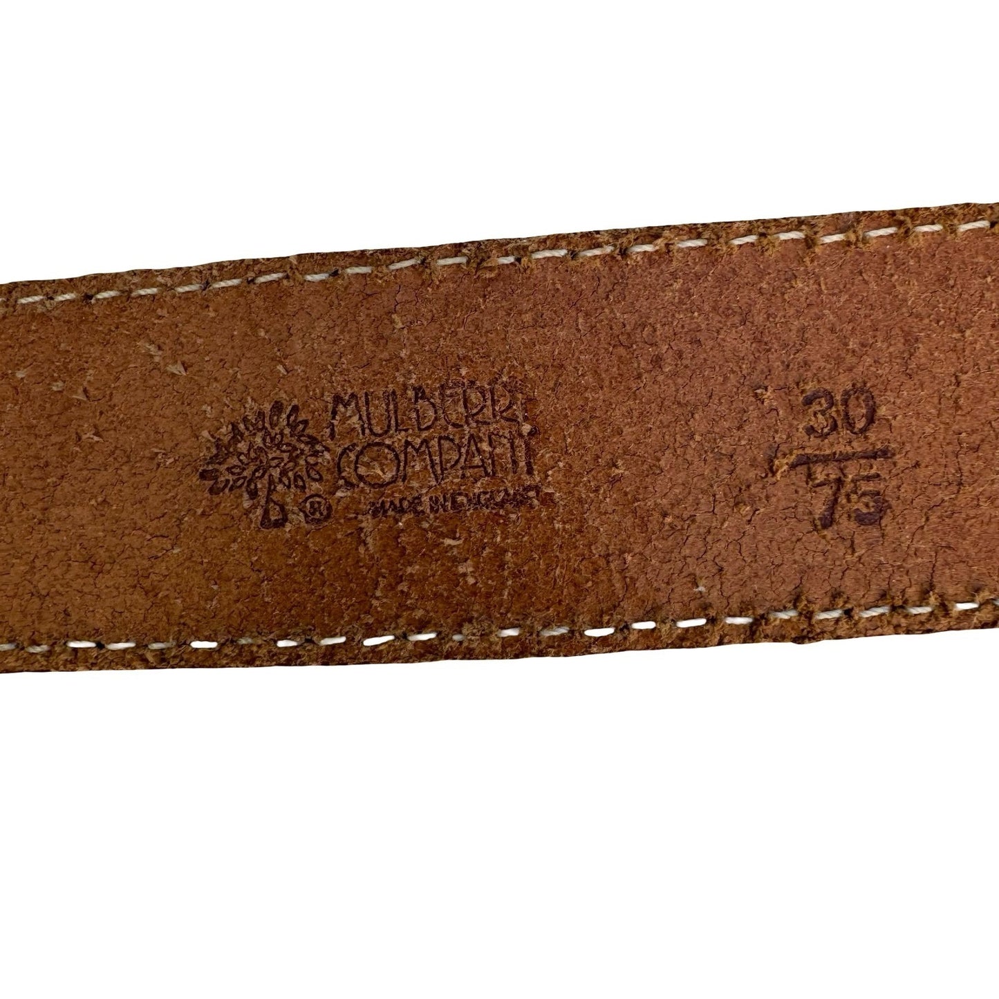 Mulberry Company Vintage Tan Brown Leather Belt Made in England Size 30 75