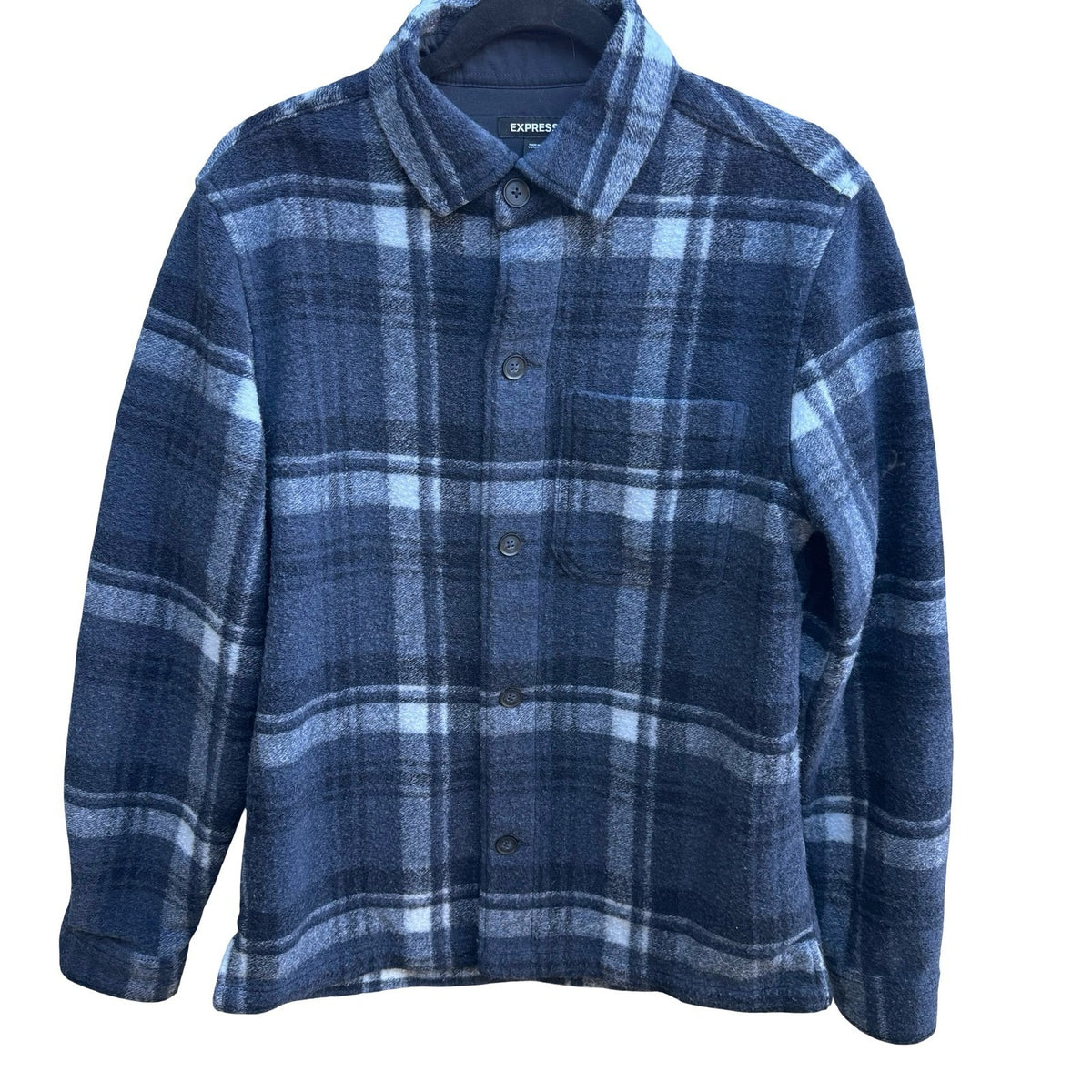 Express Lumberjack Gorpcore Plaid Fleece Shacket Workwear Shirt Jacket Mens S