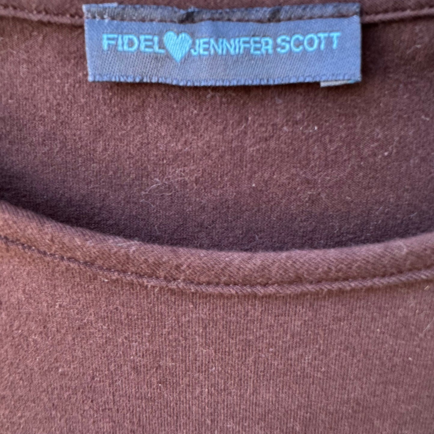Fidel Jennifer Scott Y2K Coquette Balletcore Heart Patch Baby Tee Shirt Brown S