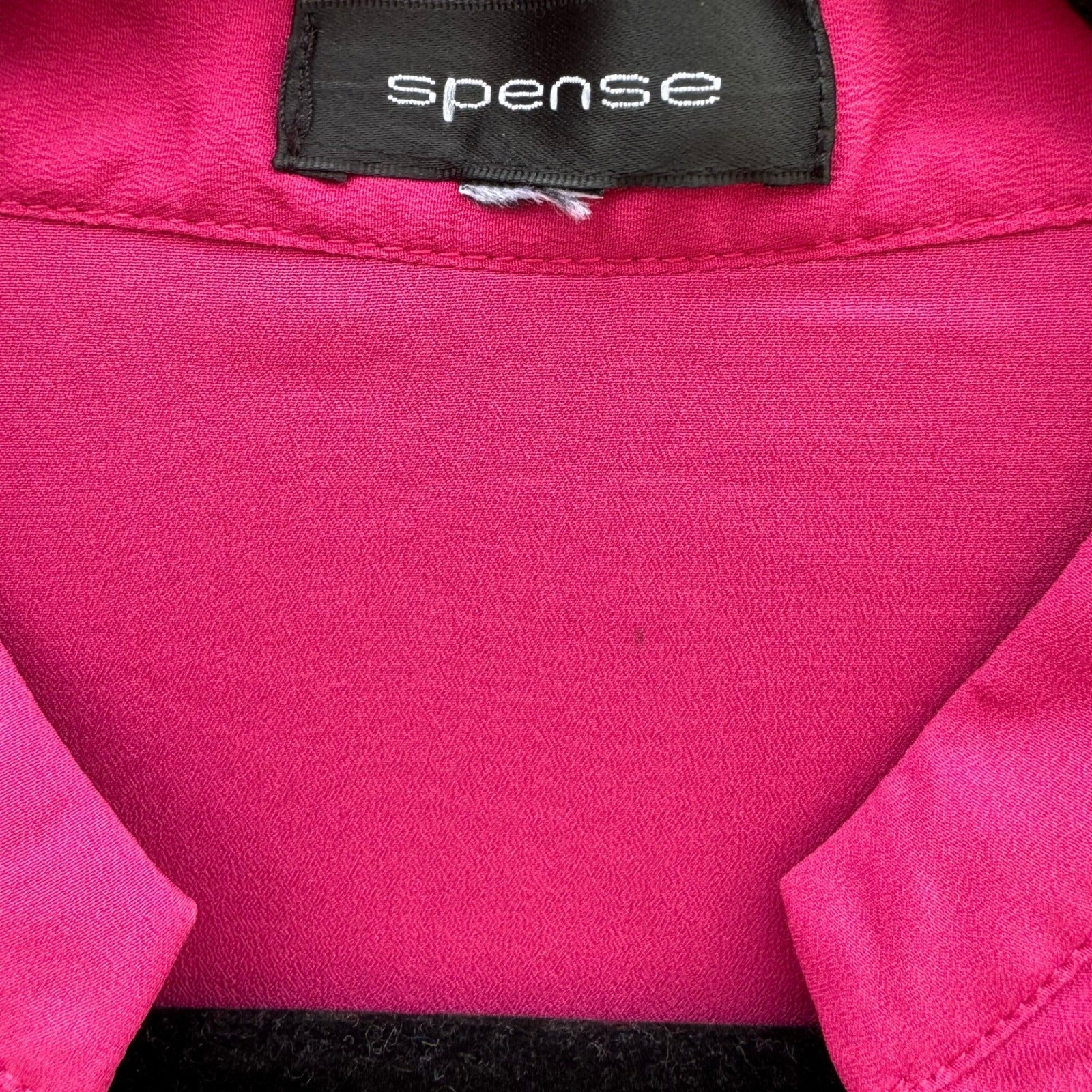 Spense Womens Sleeveless Split Neck Button Down Blouse Pink Pintuck L Barbiecore