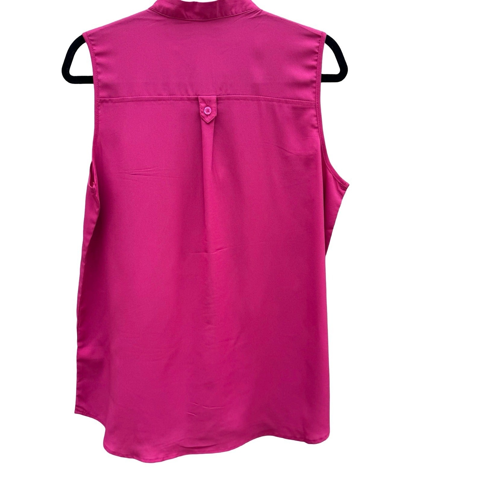Spense Womens Sleeveless Split Neck Button Down Blouse Pink Pintuck L Barbiecore