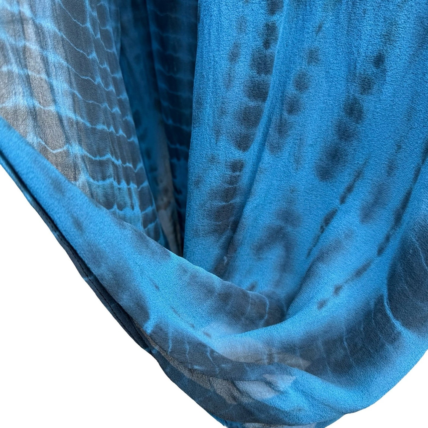 Red Haute Boho Coastal Ethereal Shibori Tie Dye Wrap Front Flowy Blouse Blue S