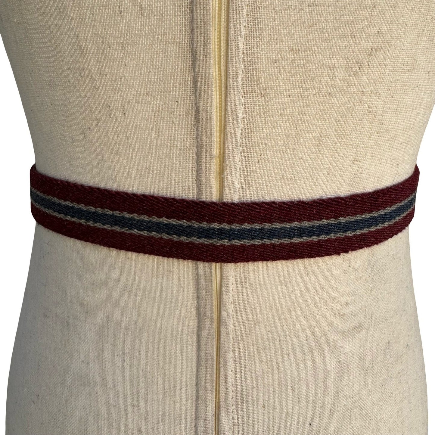 Lejon Vintage 6338 Burgundy Striped Surcingle Belt Leather Brass Size 26 Womens