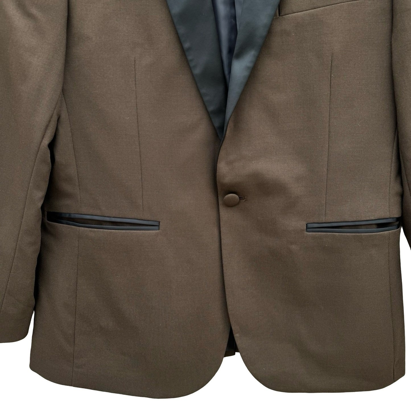 ASOS DESIGN Mens Brown Tuxedo Blazer Contrast Satin Peak Lapel 40 Formal Evening