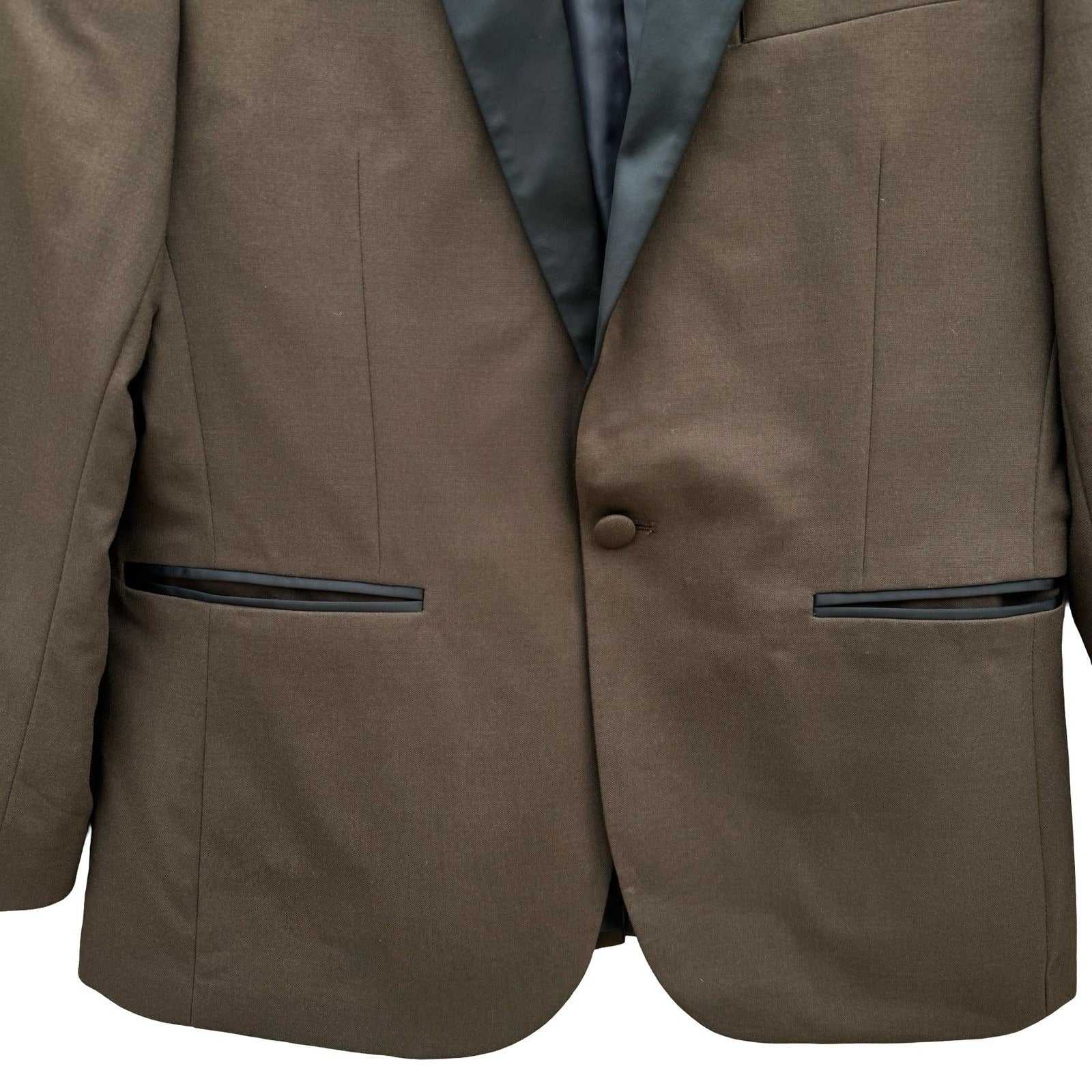 ASOS DESIGN Mens Brown Tuxedo Blazer Contrast Satin Peak Lapel 40 Formal Evening