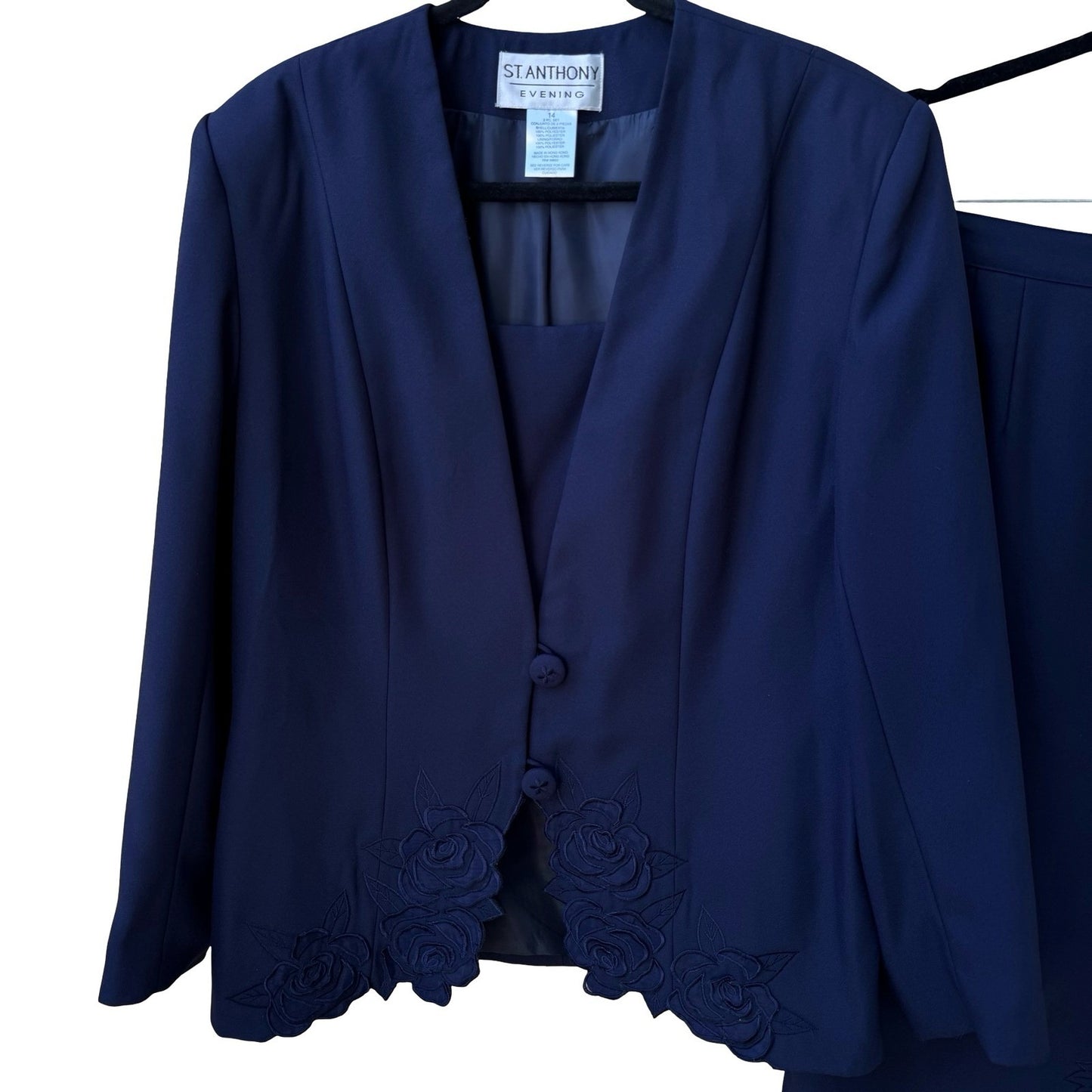 St Anthony Evening Formal Wedding Mother Of The Bride Skirt Suit Floral Applique