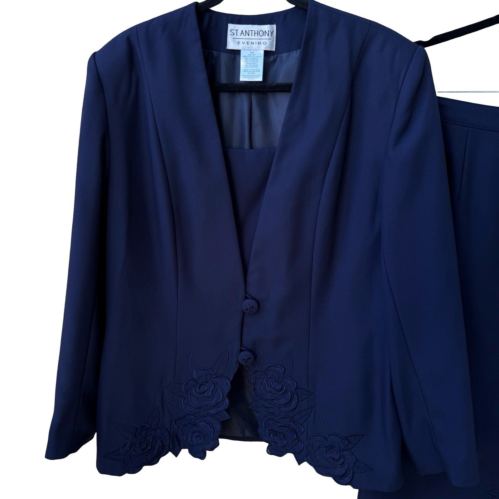 St Anthony Evening Formal Wedding Mother Of The Bride Skirt Suit Floral Applique