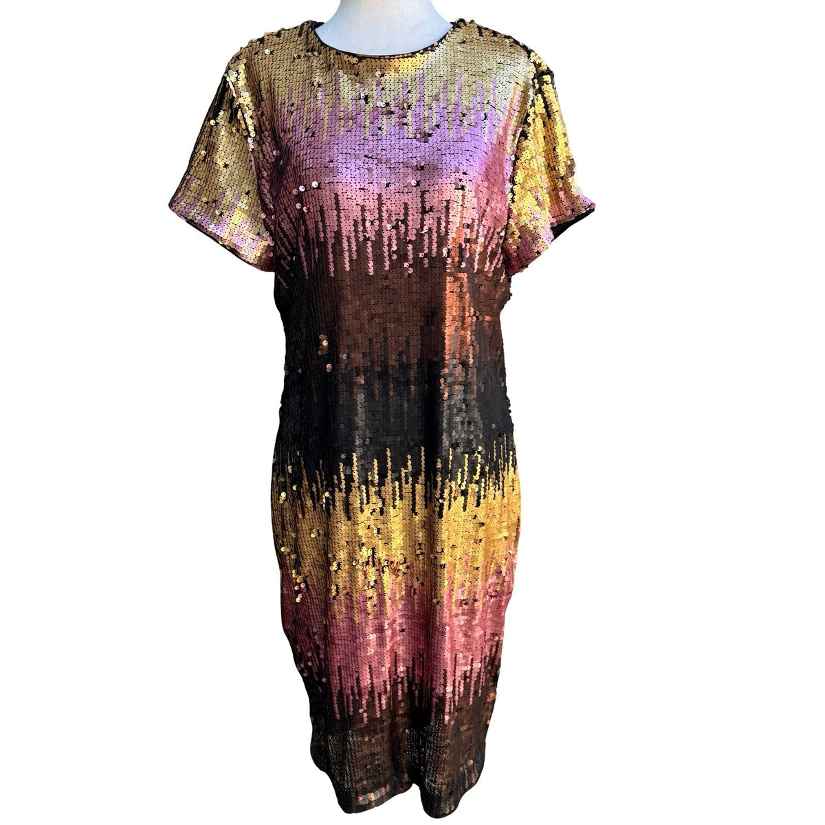 Marc Bouwer Sequin Ombre Glam Sparkle Gala Disco Mermaidcore Sheath Party Dress